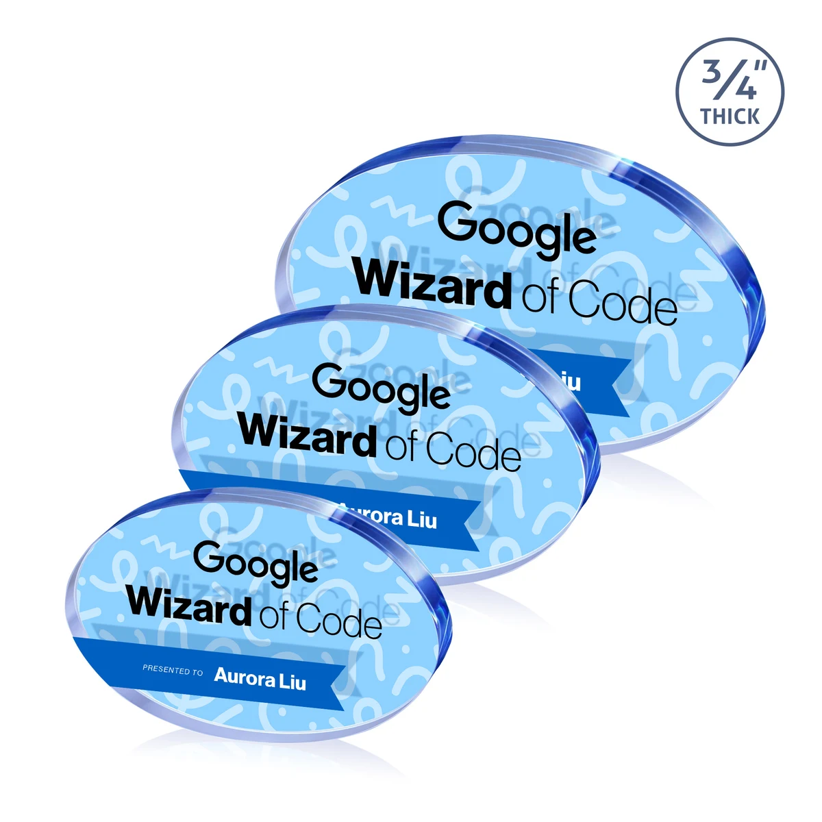 Baldus Oval VividPrint™ Double Sided Award - Blue 1
