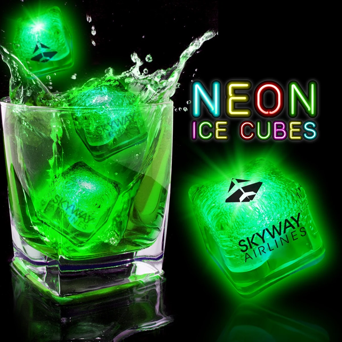 Neon Green Lited Ice Cubes(Pad Print) 1