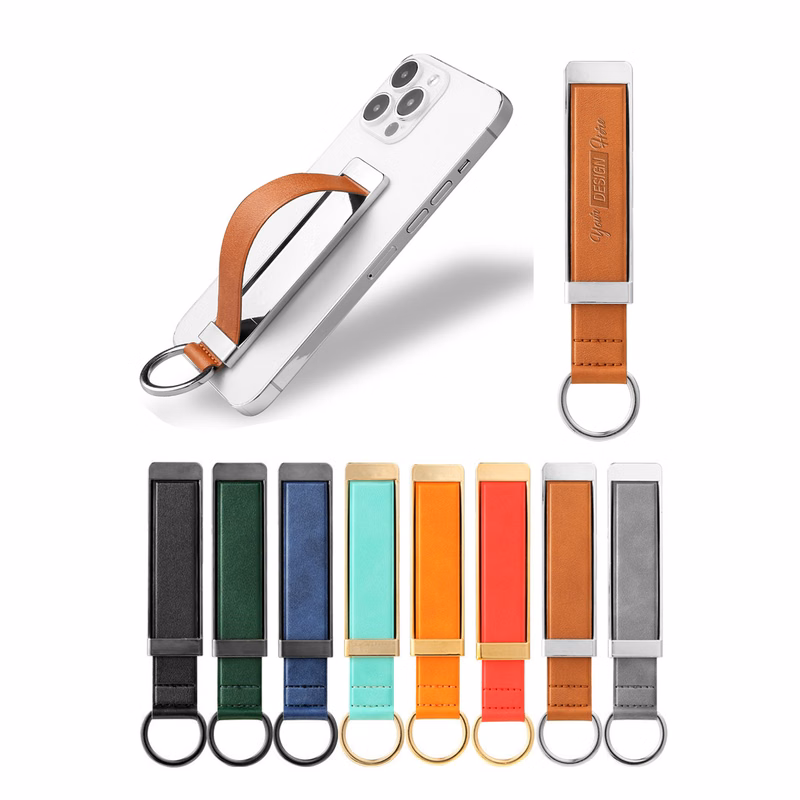 2-in-1 PU Leather Mobile Finger Grip Holder