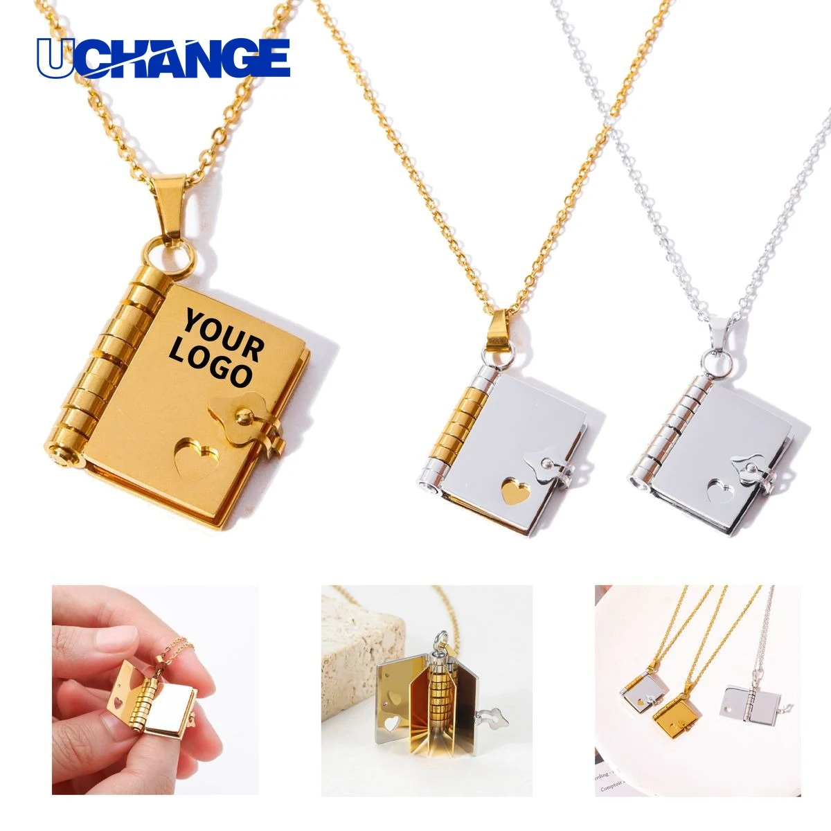 Stainless Steel Book Locket Necklace 1