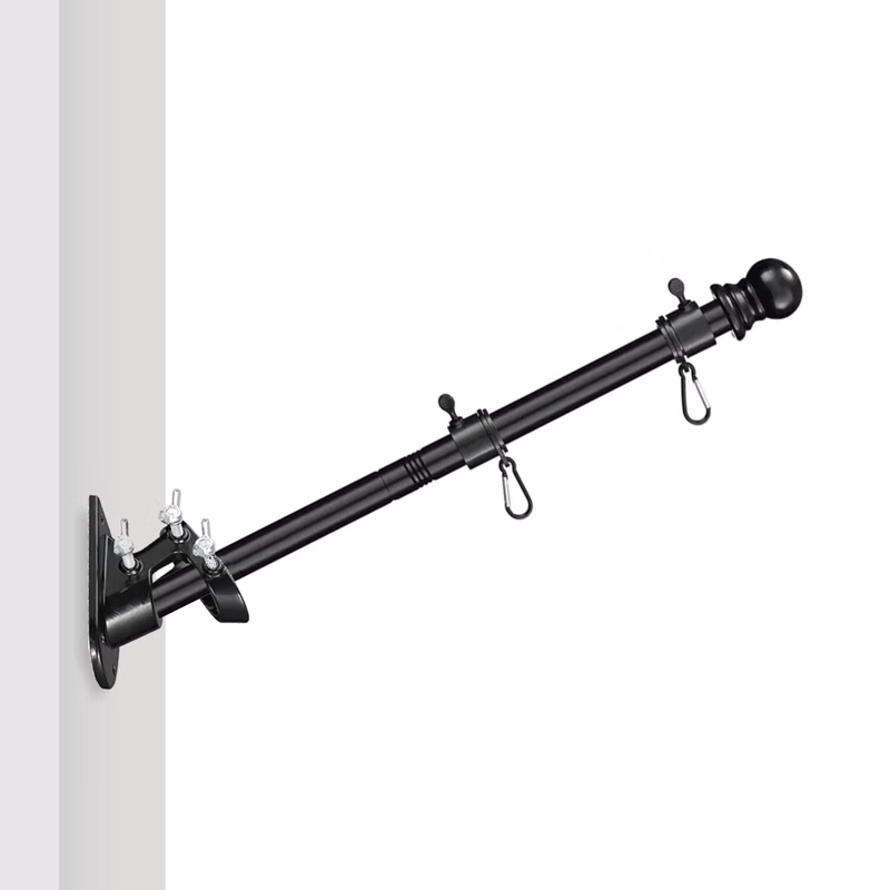 2' Flagpole Kit - Rotating Clips & Bracket- Black/White