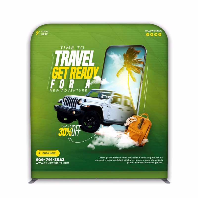 10'x10' Tension Wall Banner Display - Tube Backdrop Straight