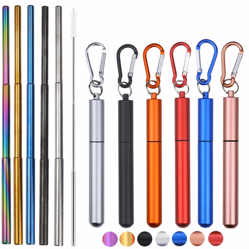 Reusable Telescopic Straw Set with Cleaner Brush