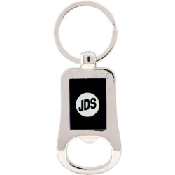 2 1/8" Silver/Black Bottle Opener Keychain 1