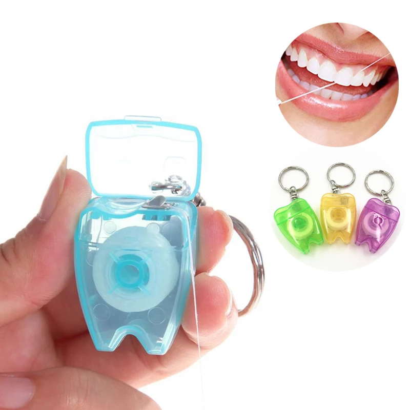 Tooth Shaped Dental Floss with Keychain 1