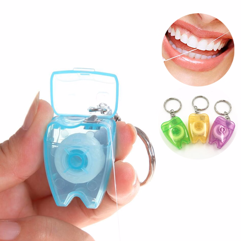 Tooth Shaped Dental Floss with Keychain
