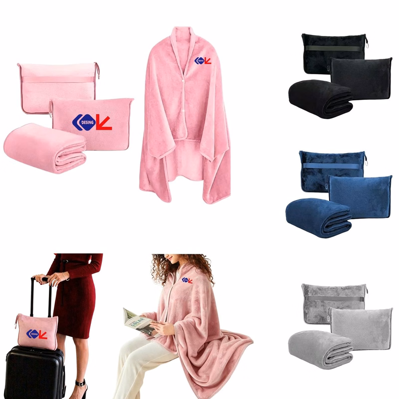 Wearable Snap Button Flannel Travel Blanket