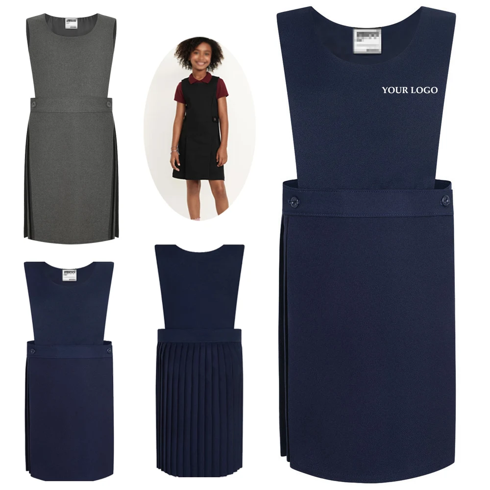 Childrens Pleated Plain Pinafore 1