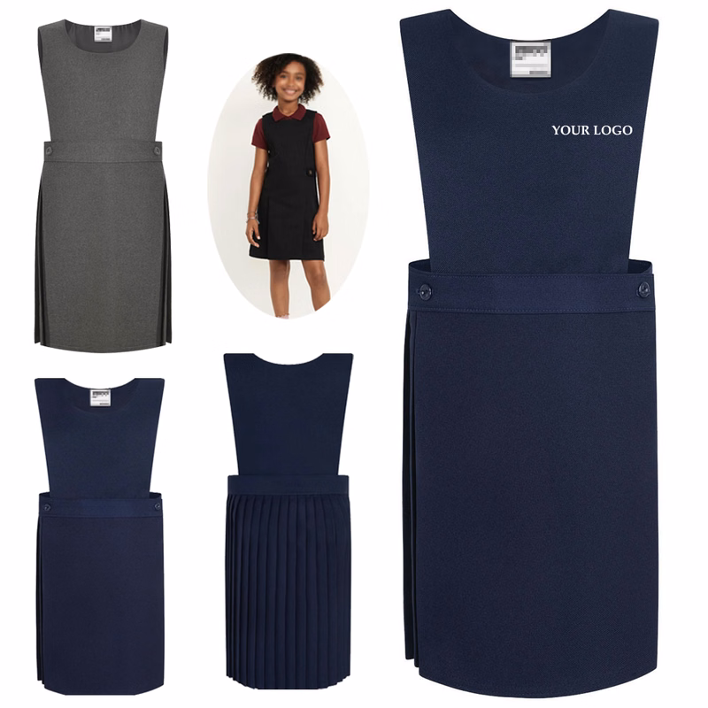 Childrens Pleated Plain Pinafore