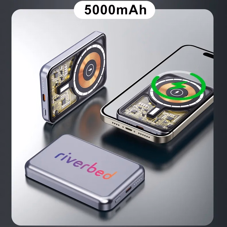 Transparent MagSafe 15W Wireless Charger 5000mAh Power Bank