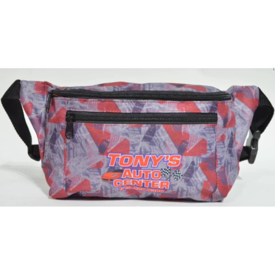 Screen Print Waist Bag 3 Zipper 13.4" X 3.75" 1