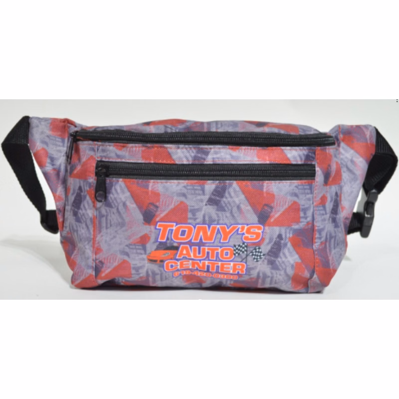 Screen Print Waist Bag 3 Zipper 13.4" X 3.75"