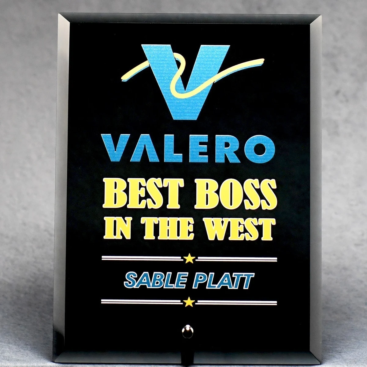 Economy Black Glass Standing Plaque 1