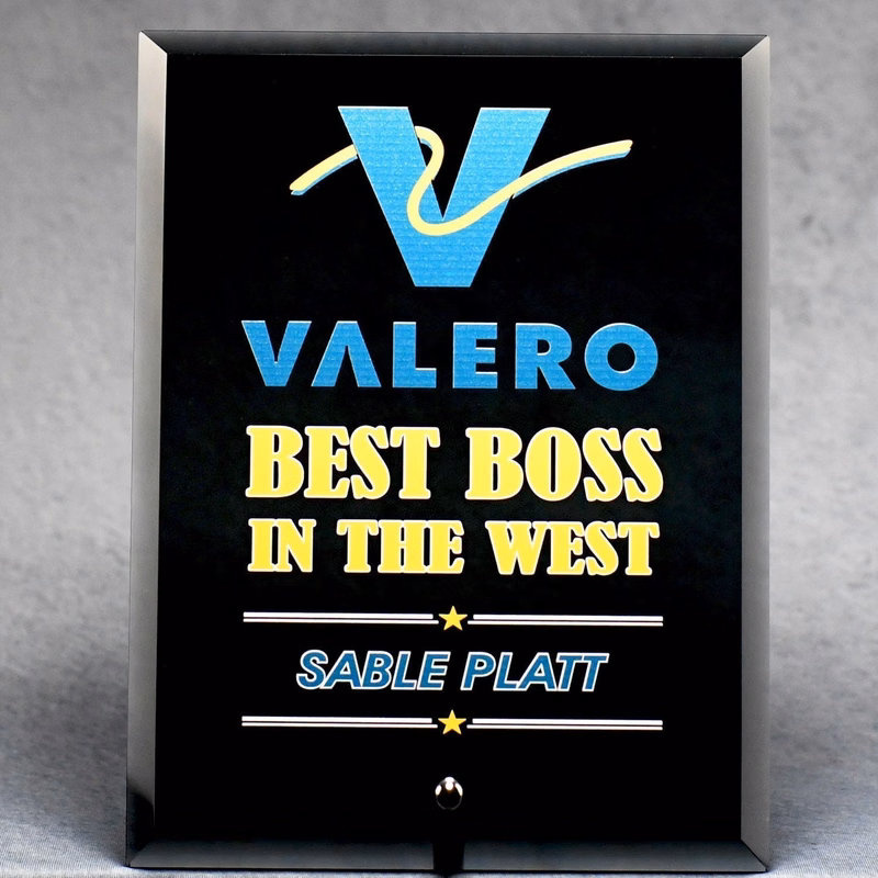 Economy Black Glass Standing Plaque