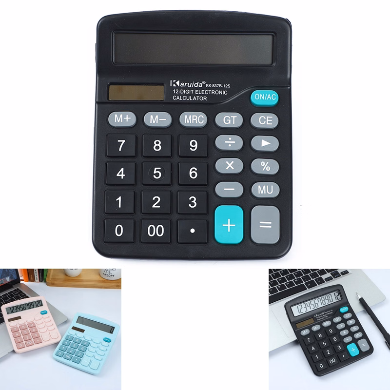 Solar And Battery Dual Power Desktop Calculator 12 Digit