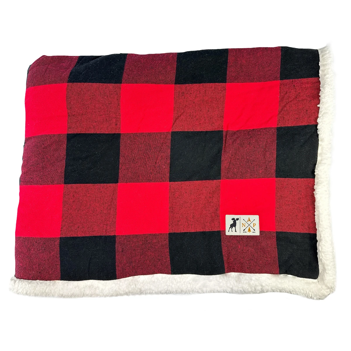 Flannel Sherpa Blanket w/ Sewn Woven Patch 1