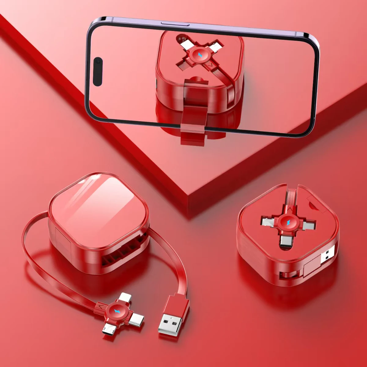 Triple Cable Retractable Phone Stand 1