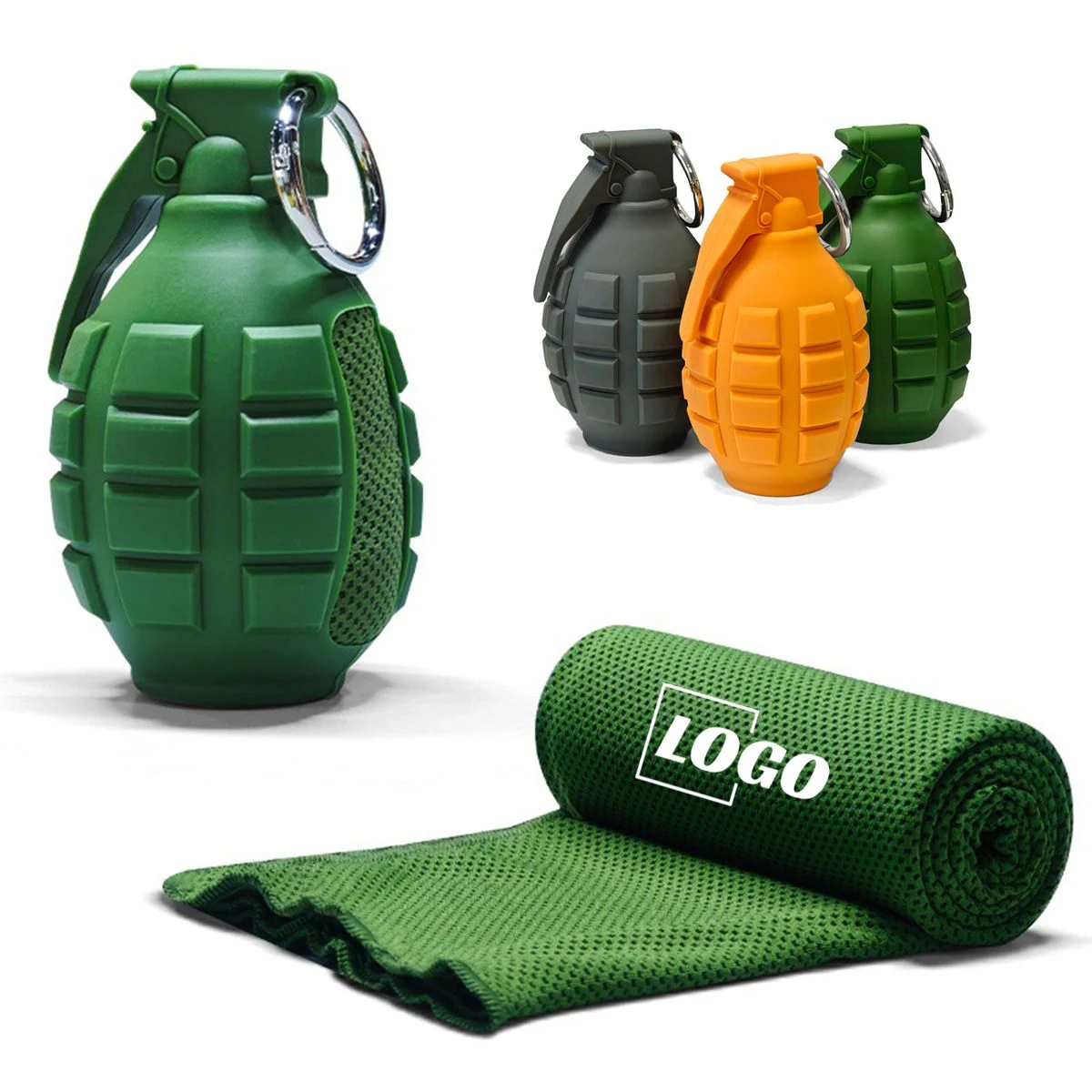 Quick-Drying Ice Towel with Grenade-Shaped Silicone Case 1