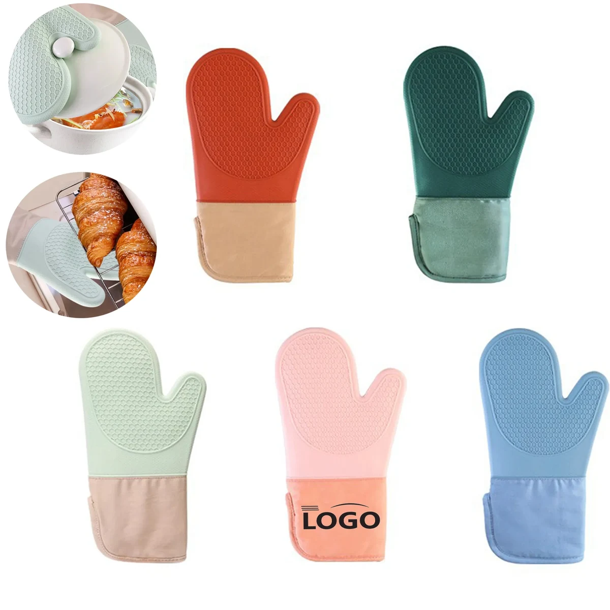 MOQ20 Thickened Lengthened Silicone Oven Mitt 1