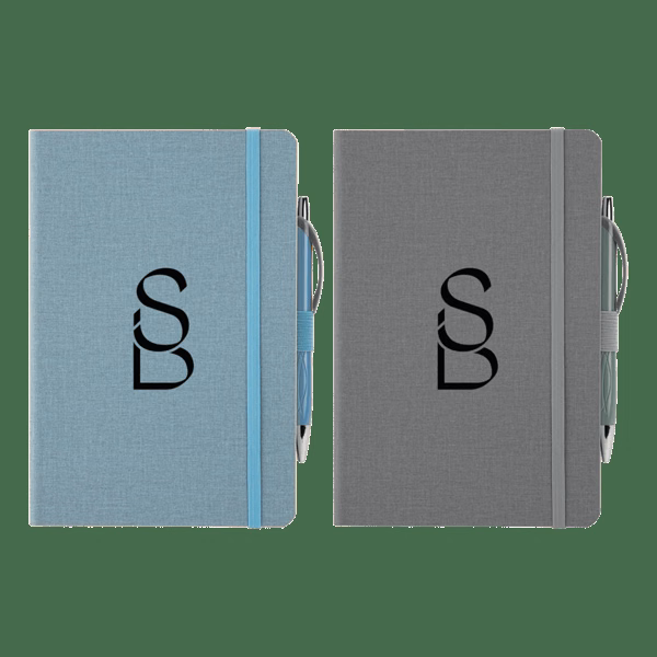 Crosshatch PU Notebook With Pen