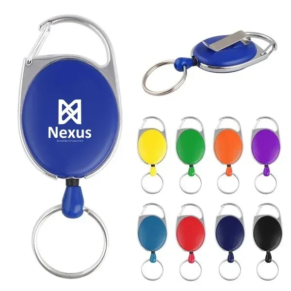 Custom Zinc Alloy Carabiner Badge Reel with 24" Nylon Cord — Retractable ID Holder 1