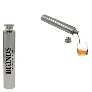 2oz Flat Bottom Tube Flask, custom water bottle with logo imprint 1