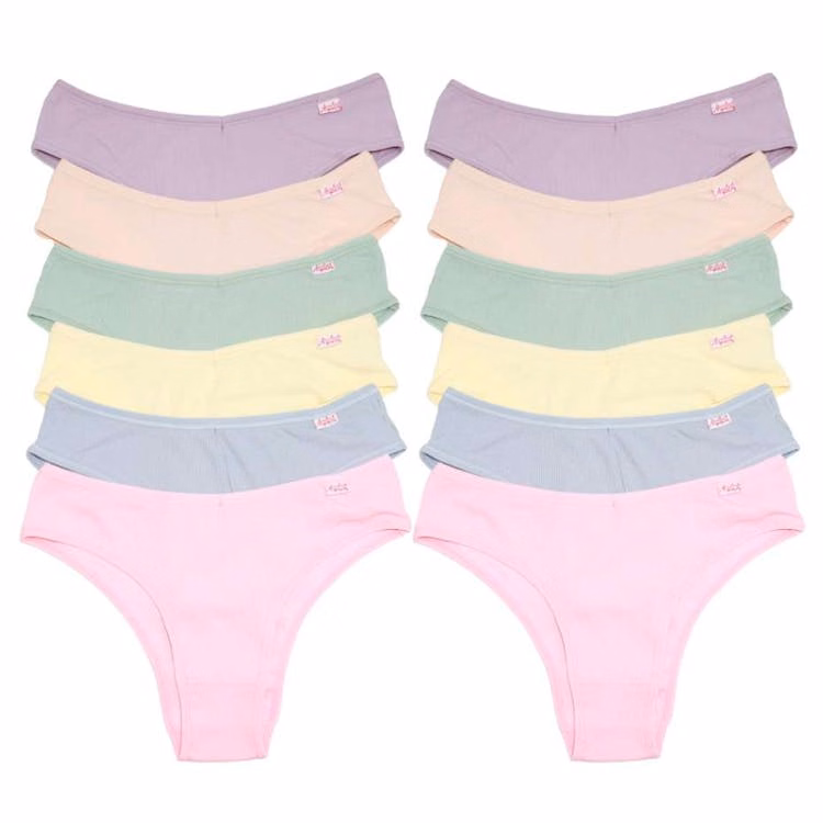 Ribbed Knit Bikini Panties - Assorted Colors Small-XL