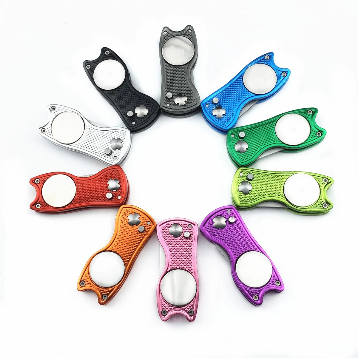 Foldble Metal Golf Divot Repair Tool Ball Markers 1