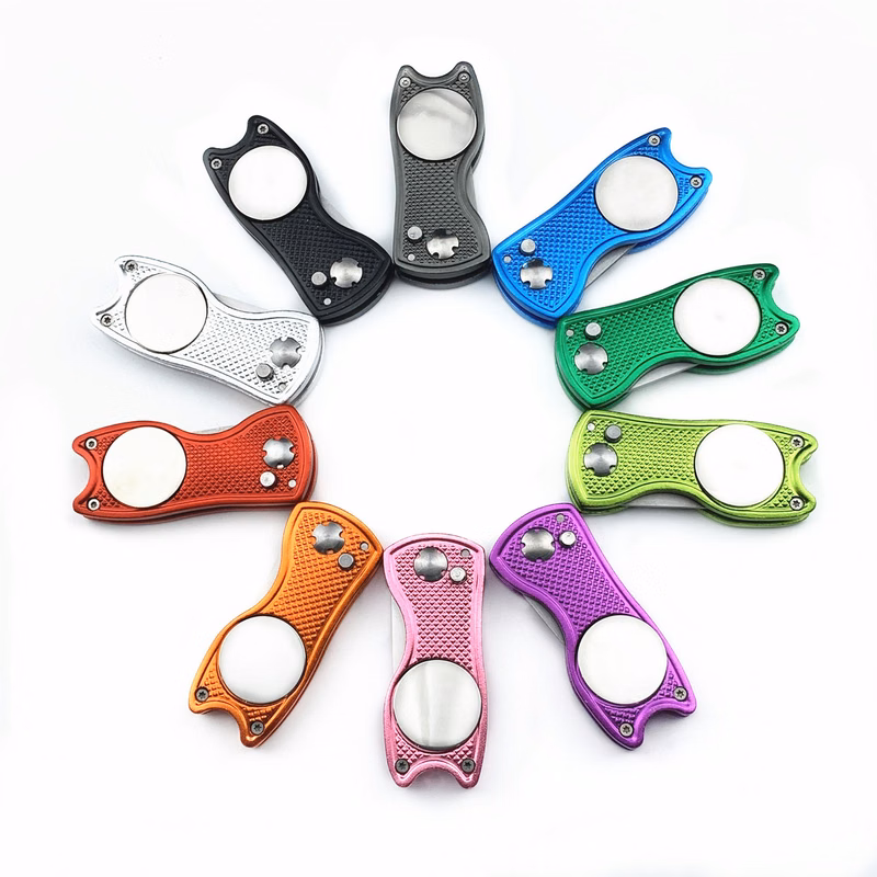 Foldble Metal Golf Divot Repair Tool Ball Markers