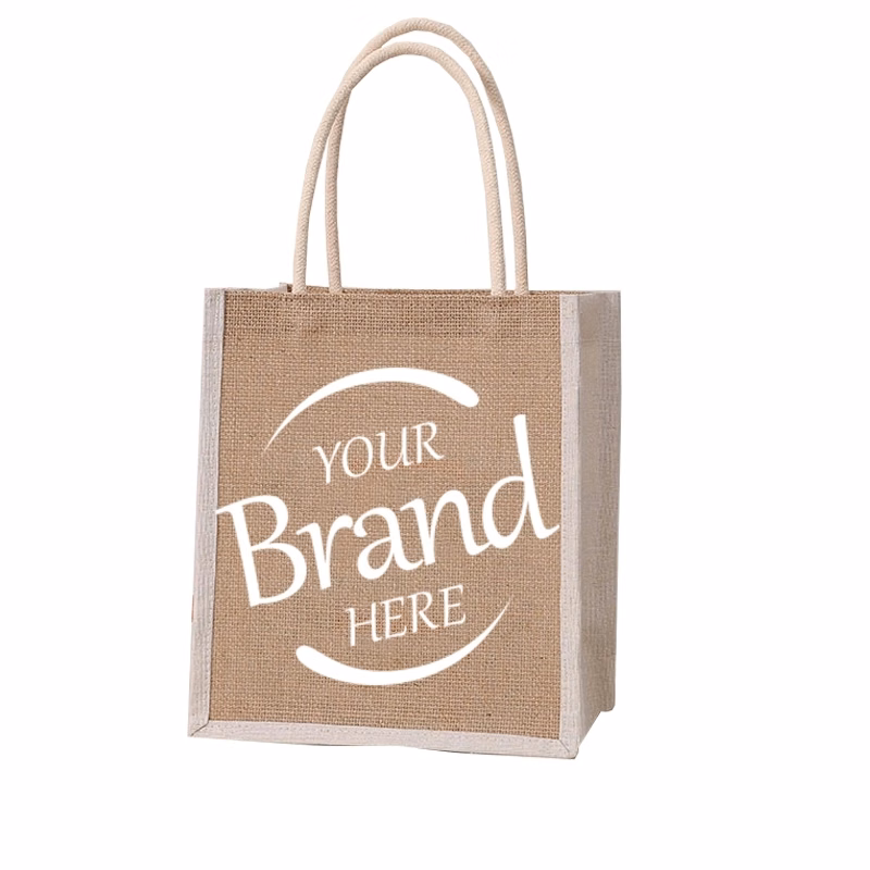 Brown Laminated Jute Shopping Tote Bag