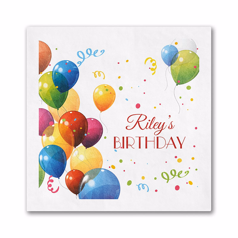 Colorful Birthday Balloons Beverage Ooh La Color Napkin
