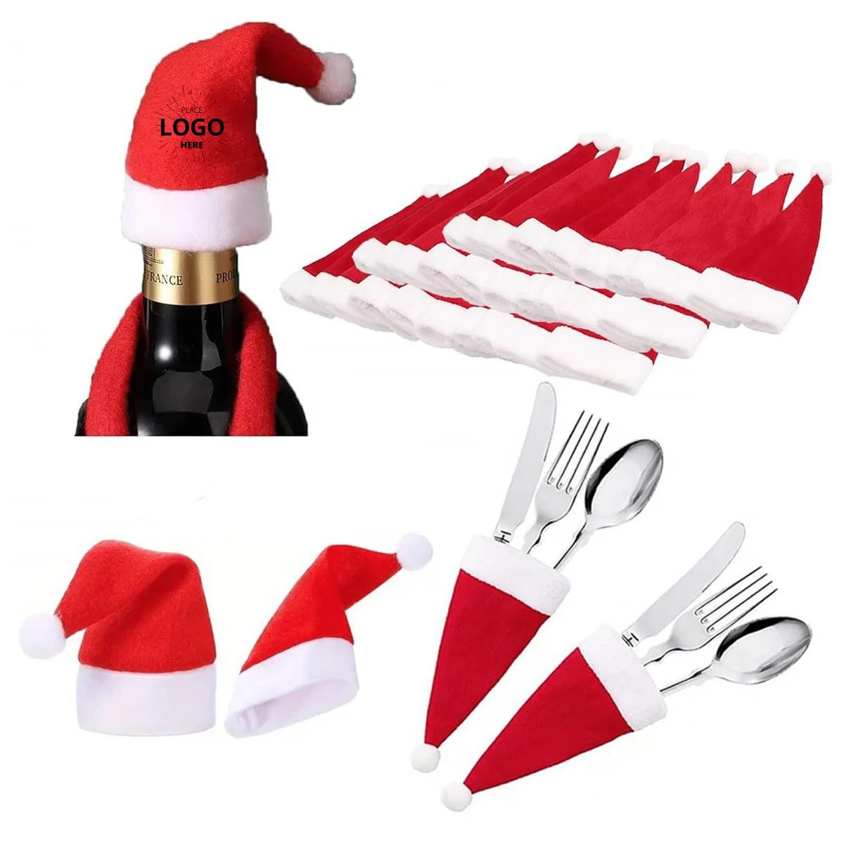 Santa Hat Fork Spoon Knife Storage Bag 1