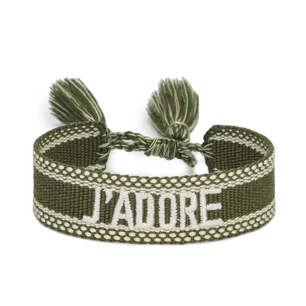 Embroidered Woven Bracelet With Tassels 1