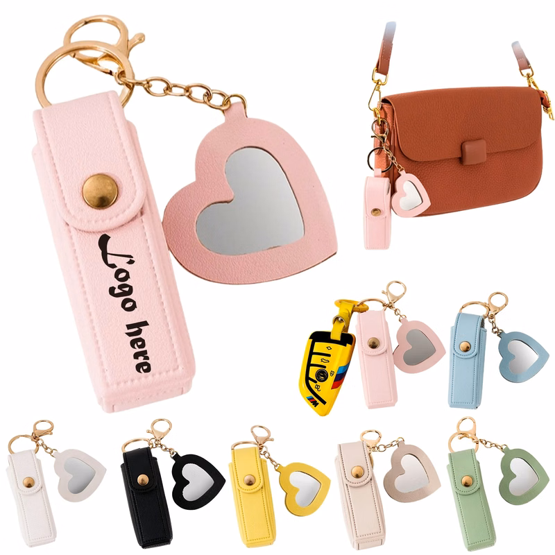 3 In 1 Mirror Lip Balm Pouch Keychain Set