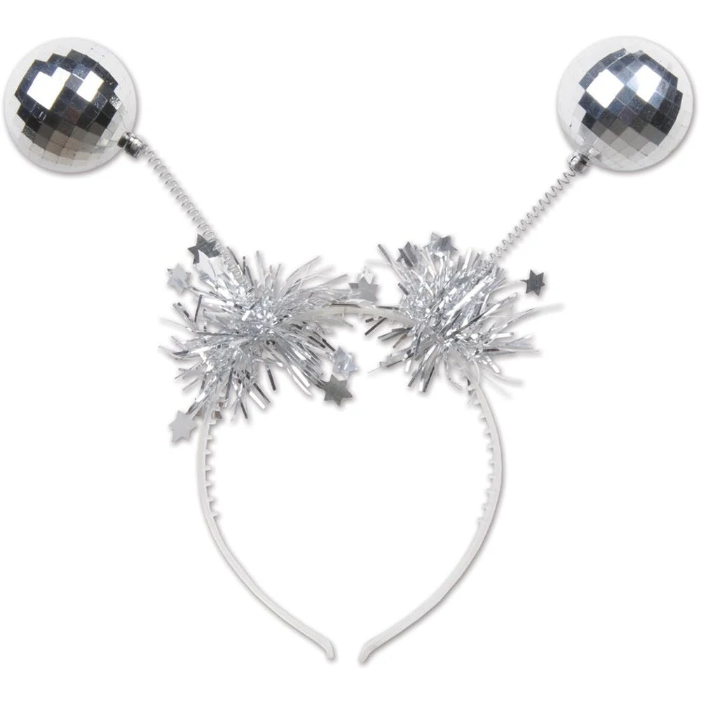Disco Ball Bopper Headbands - Silver 1