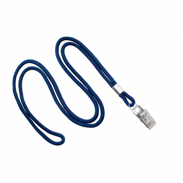 1/8" Blank Lanyard w/Bulldog Clip (Navy Blue)