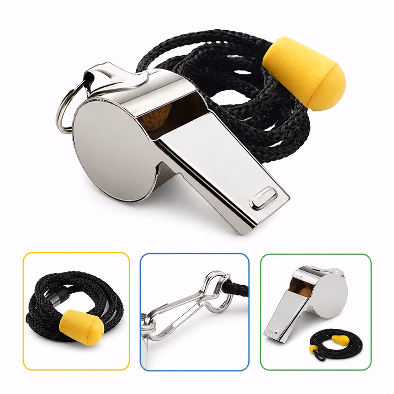 Professional Sports Whistle Metal Alloy Carry Strap