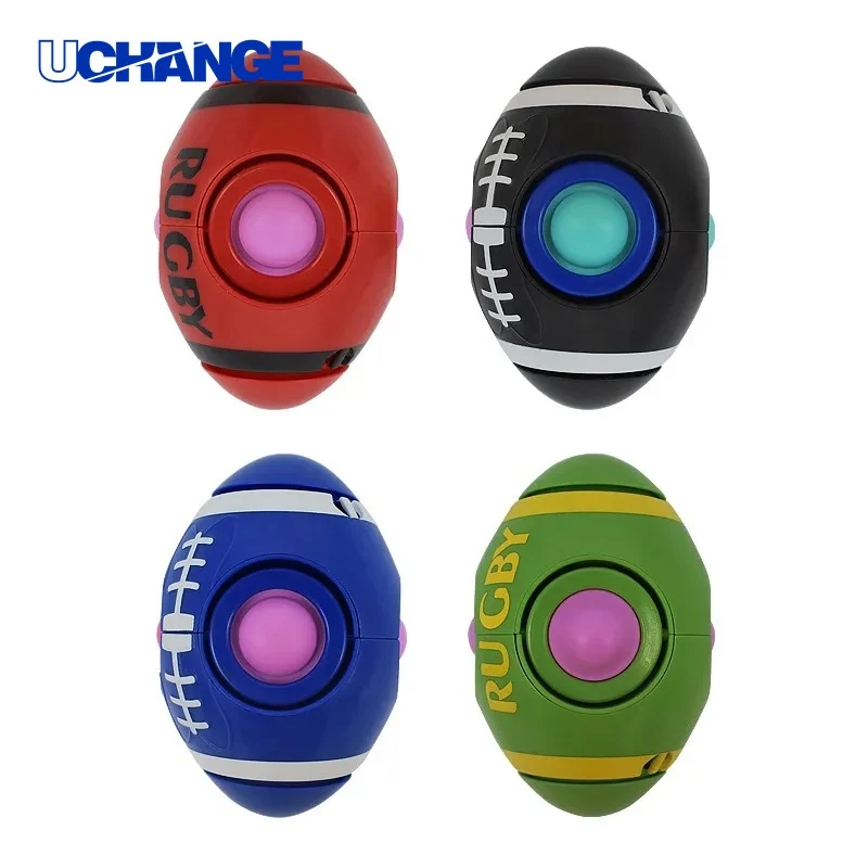 Rugby Rotating Gyro Push Pop Fidget Toy for Stress Relief & Sports Themes 1
