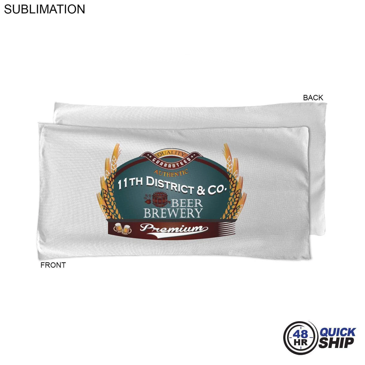 48Hr Quick Ship - Absorbent Microfiber Dri-Lite Terry White Pool, Travel Towel, 22x44, Sublimated 1