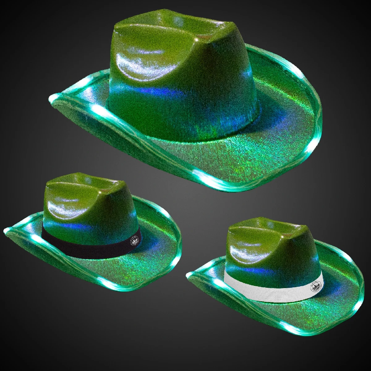 Green Iridescent Light Up Cowboy Hat(Blank) 1