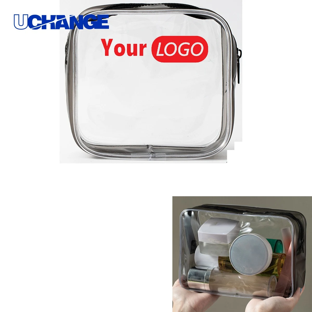 PVC Zippered Transparent Cosmetic Bag 1