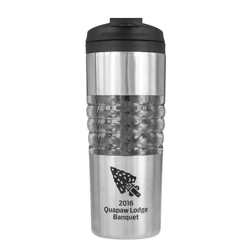 16 Oz. Atlantis Double Wall Stainless Steel Tumbler (Black/Silver) 1