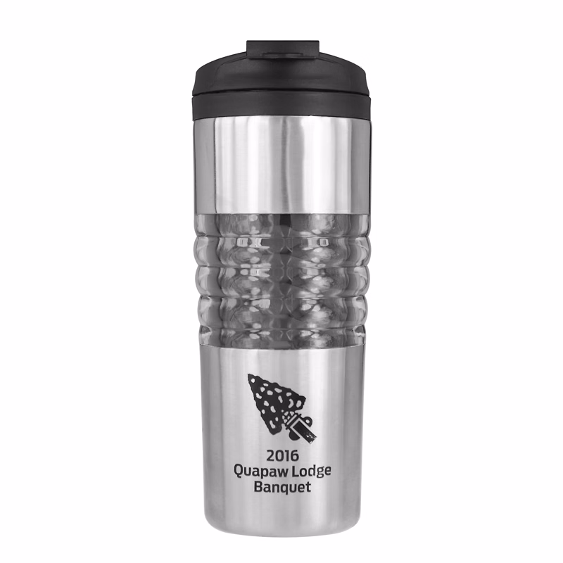16 Oz. Atlantis Double Wall Stainless Steel Tumbler (Black/Silver)
