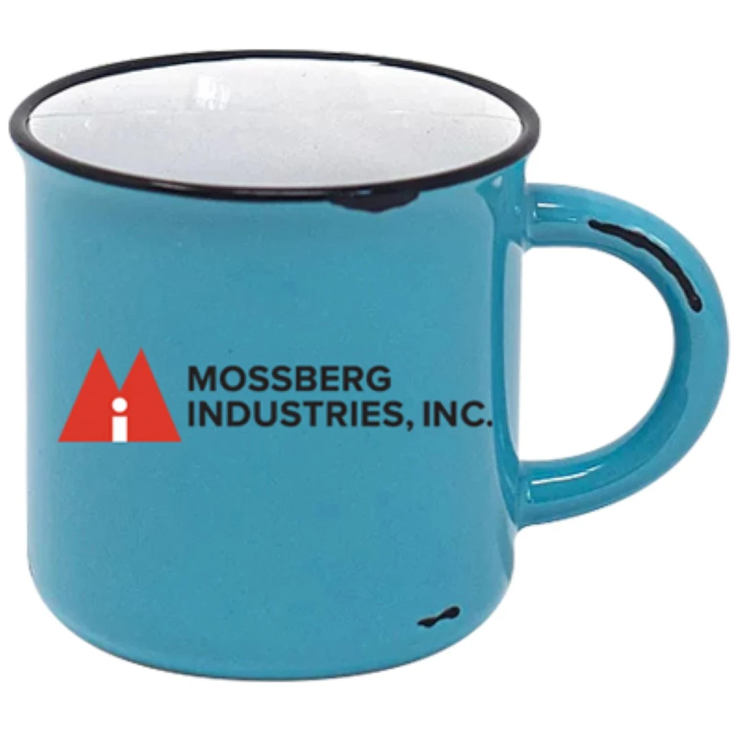 15 oz Vintage Western Light Blue Ceramic Mug 1