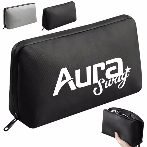 Custom Cable & Charger Organizer Bag with Secure Zipper — Tech Accessory Pouch