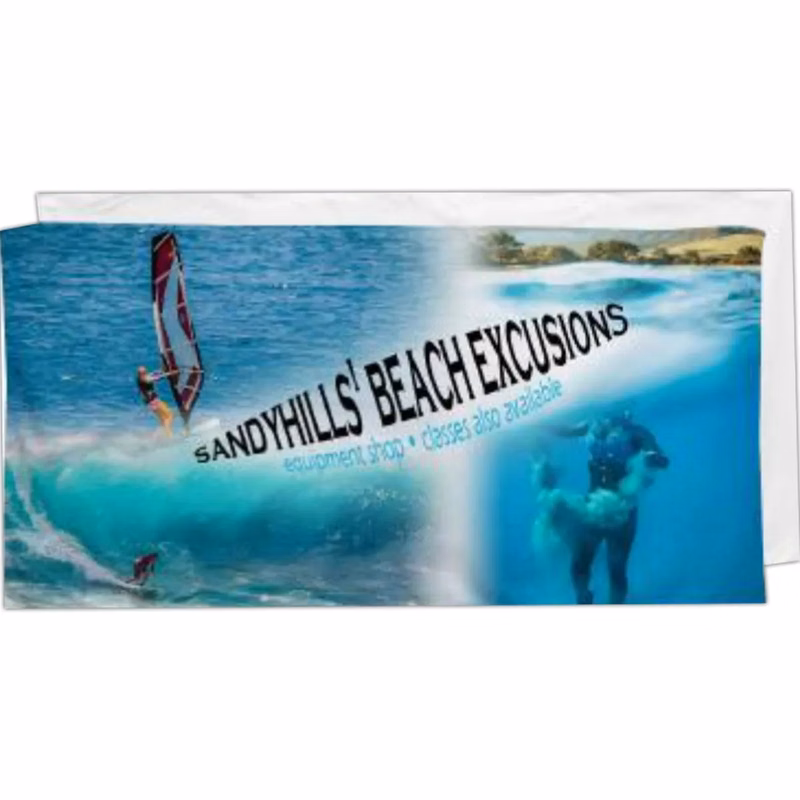 Sublimated Branding Velour Cotton Blend Beach Towel, 30x60