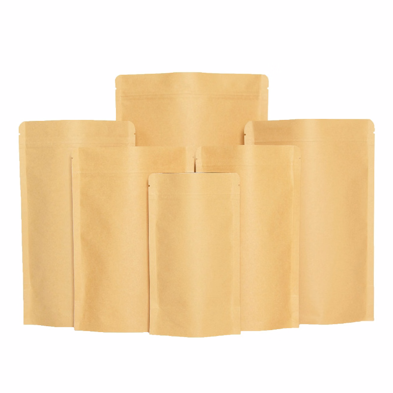 Brown Ziplock Kraft Stand Up Pouch Bag