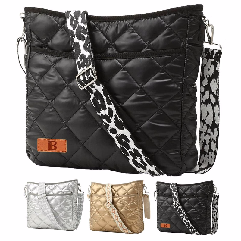 Lightweight Quilted Puffer Nylon Crossbody Bag