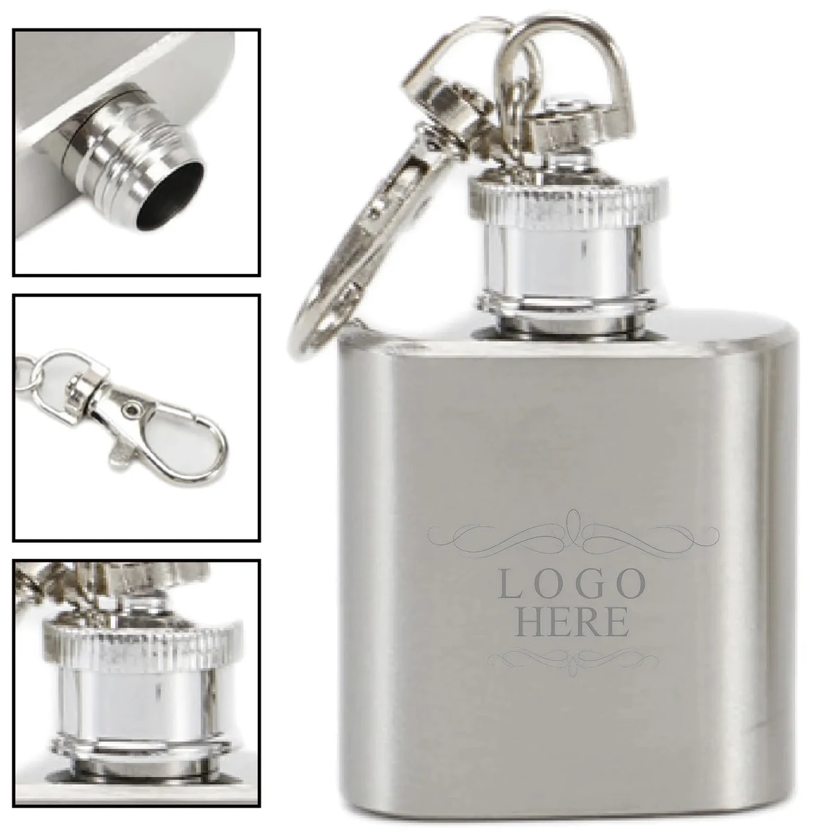 Custom Printed Stainless 1 Oz. Steel Flask Key Chain 1