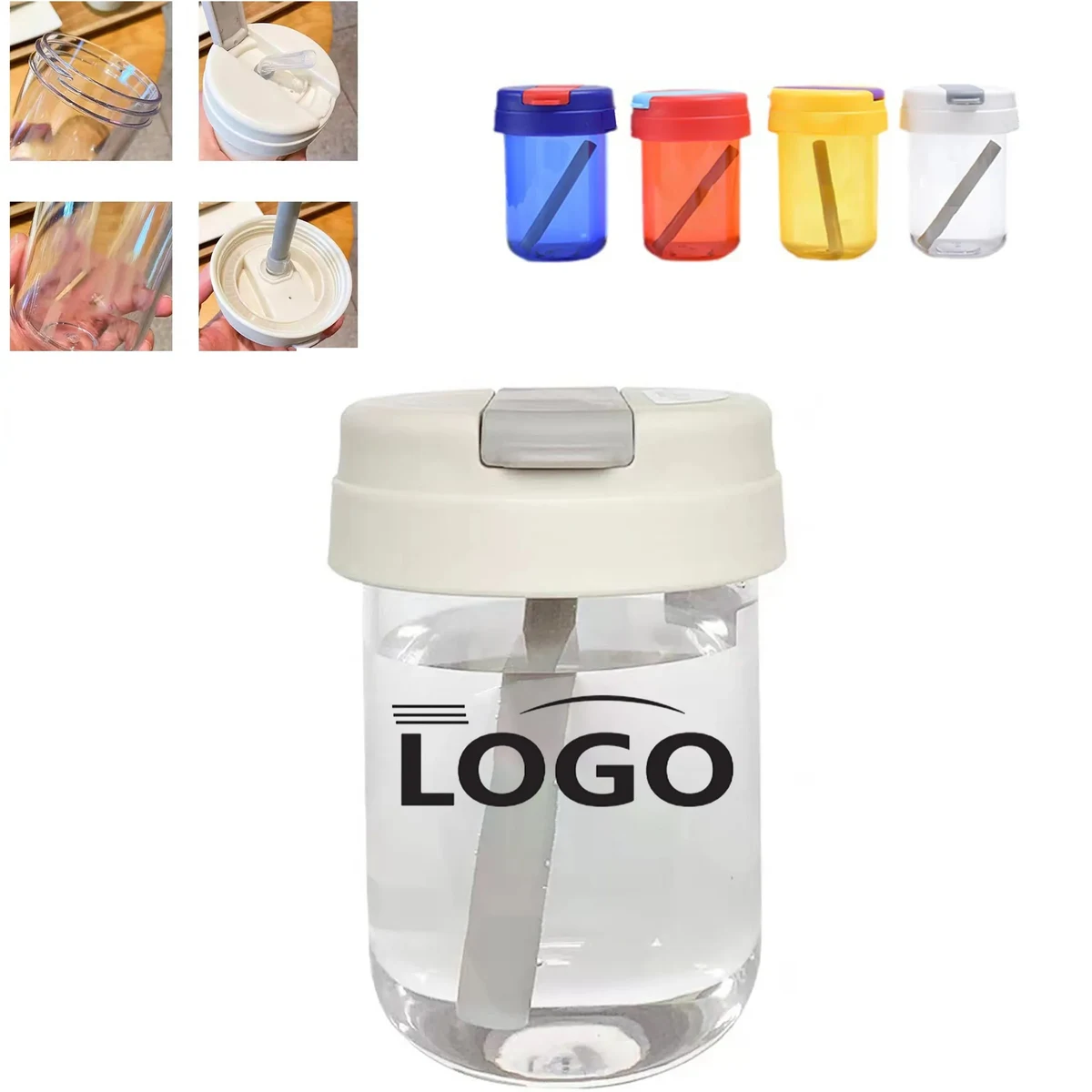 Double Wall Plastic Cup With Straw 1